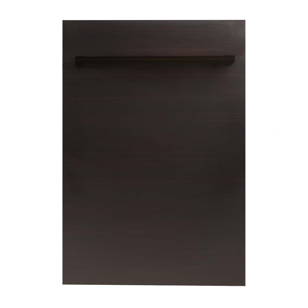 ZLINE Kitchen and Bath 18 in. Top Control 6-Cycle Compact Dishwasher with 2 Racks in Oil Rubbed Bronze & Traditional Handle