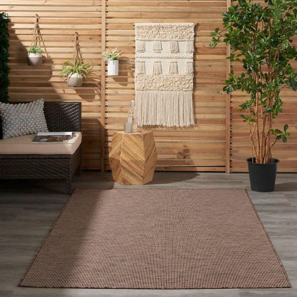 Positano Natural 5 ft. x 7 ft. Solid Modern Indoor/Outdoor Patio Area Rug