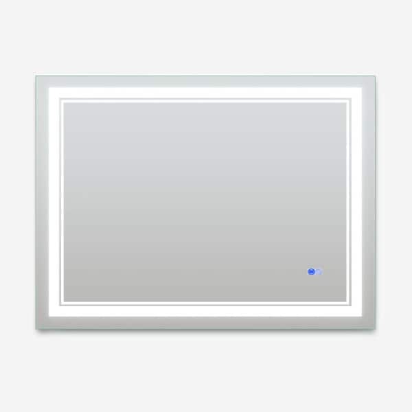 EPOWP 48 in. W x 40 in. H Rectangular Frameless Anti-Fog LED Wall Bathroom Vanity Mirror in Silver