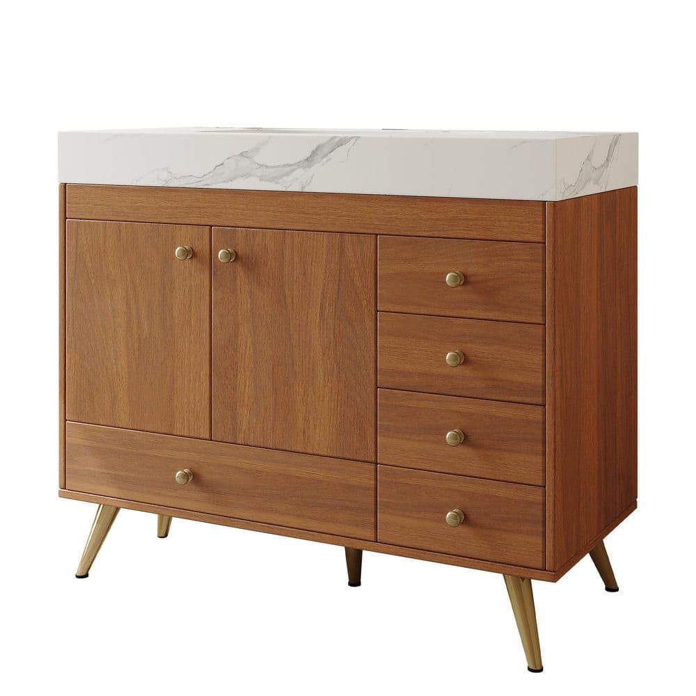 36.in. W x 18 in. D x 34 in. H Single Sink Freestanding Bath Vanity in Walnut with White Sintered Stone Top price history on PriceWatchPro