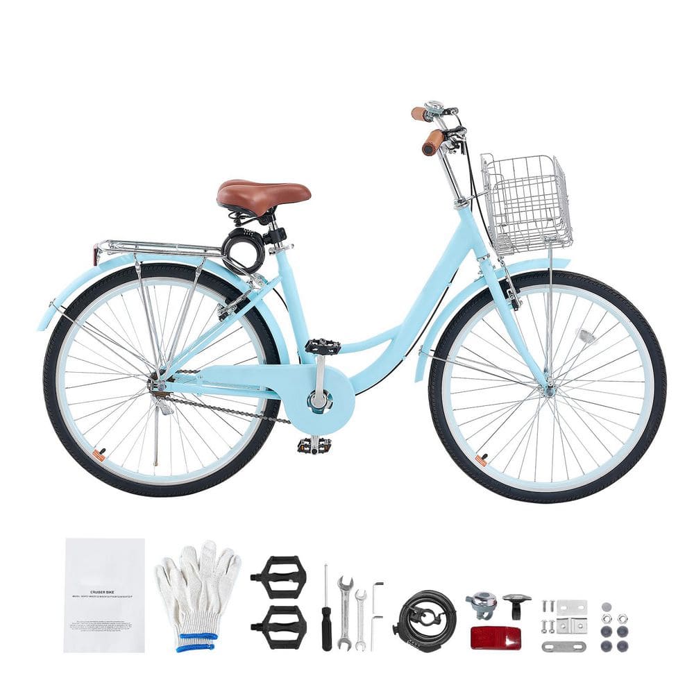 SKYSHALO Cruiser Bike, 1-Speed, 26-In. Light Blue Beach Cruiser