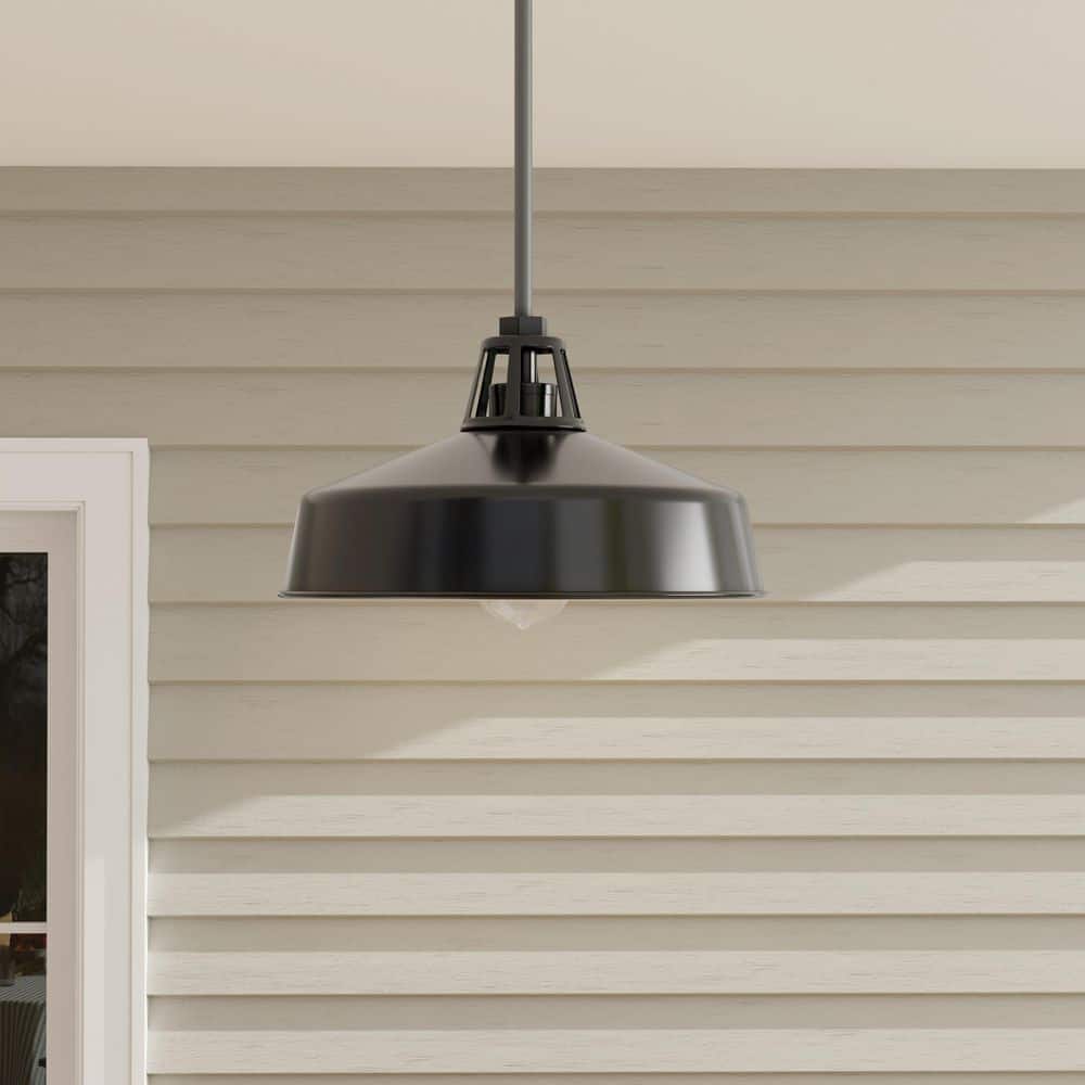 Cedar Springs Black and White Farmhouse Outdoor Pendant Light