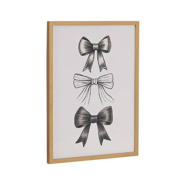 Kate and Laurel Gallery Coquette Preppy Retro Girly Black Bows by the Creative Bunch Studio Gold Framed Art Print 12 in. x 16 in.