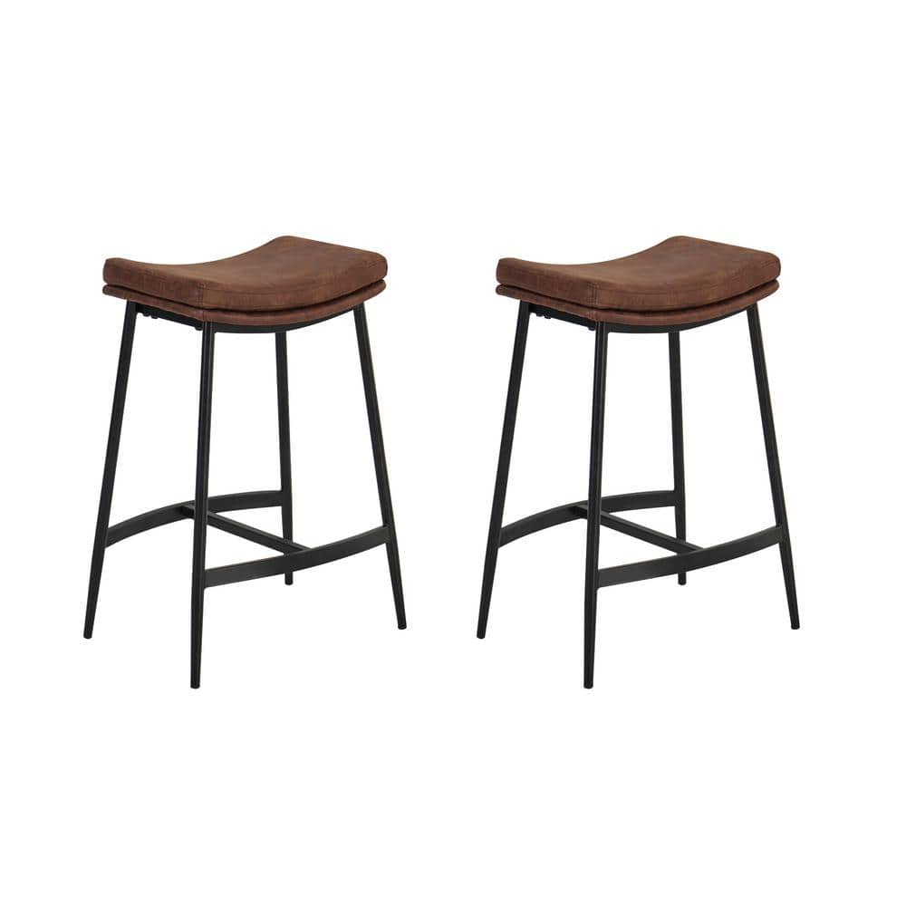 Nathan James Set of 2 Arlo Backless Counter Height Barstool Brown