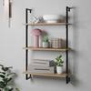 happimess Madera 40.55 in. Classic Industrial 3-Shelf Wood Wall-Mounted Open Ladder Bookcase with Metal Frame, Light Oak/Black MSH1000B