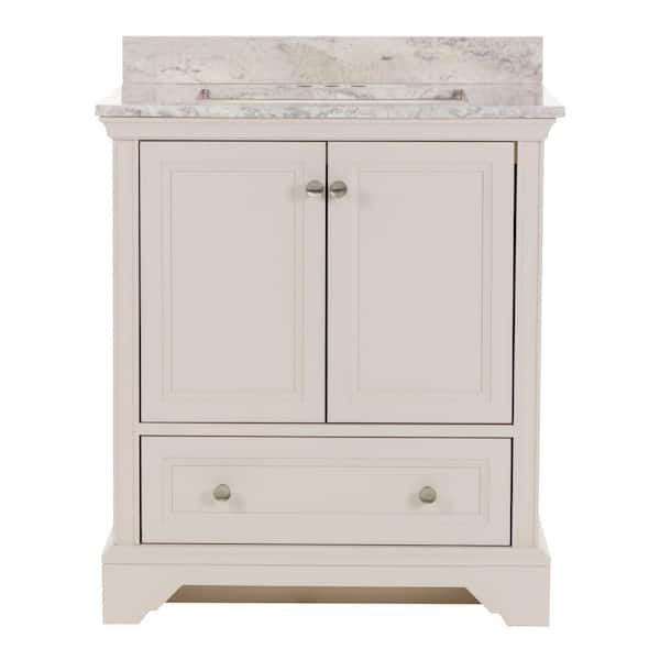 Home Decorators Collection Stratfield 31 in. W x 22 in. D x 39 in. H Single Sink  Bath Vanity in Cream with Winter Mist Cultured Marble Top
