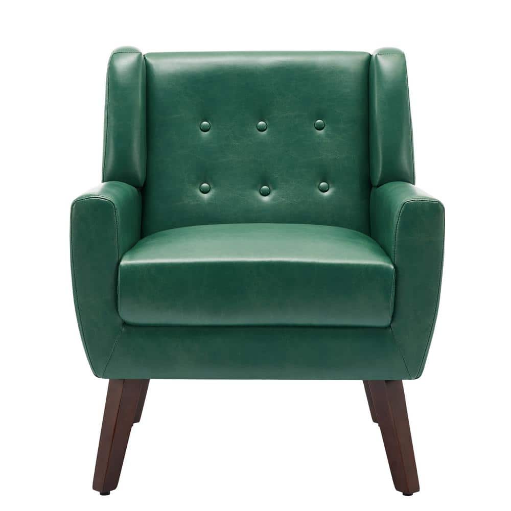 Uixe Green PU Leather Upholstery Arm Chair (Set of 1) SF0003-P-GN