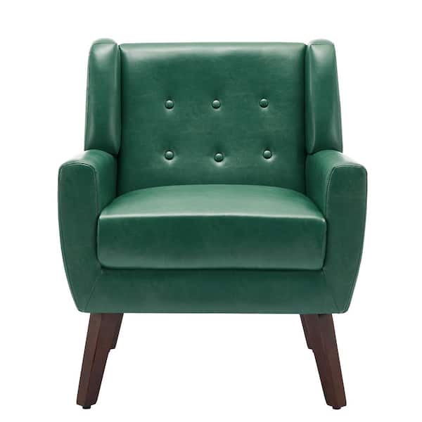 Green PU Leather Upholstery Arm Chair (Set of 1)