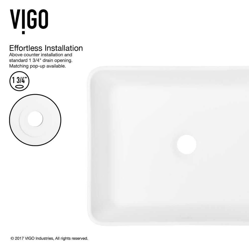 Modern White Rectangular Above-Counter Stone Vessel Sink