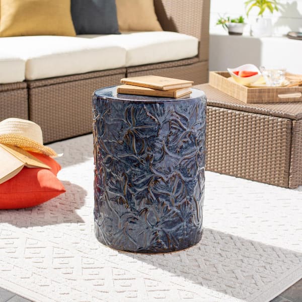 Bishop Blue 18 in. H x 13 in. W x 13 in. D Indoor/Outdoor Decorative End Table