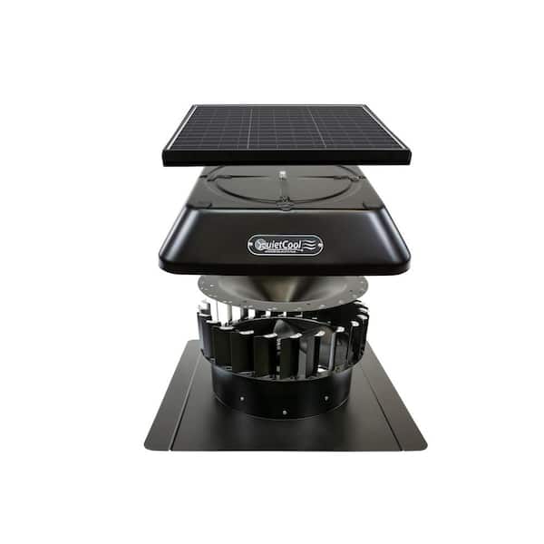 QuietCool - 40-Watt Hybrid Solar/Electric Powered Roof Mount Attic Fan with Included Inverter for Nighttime Cooling