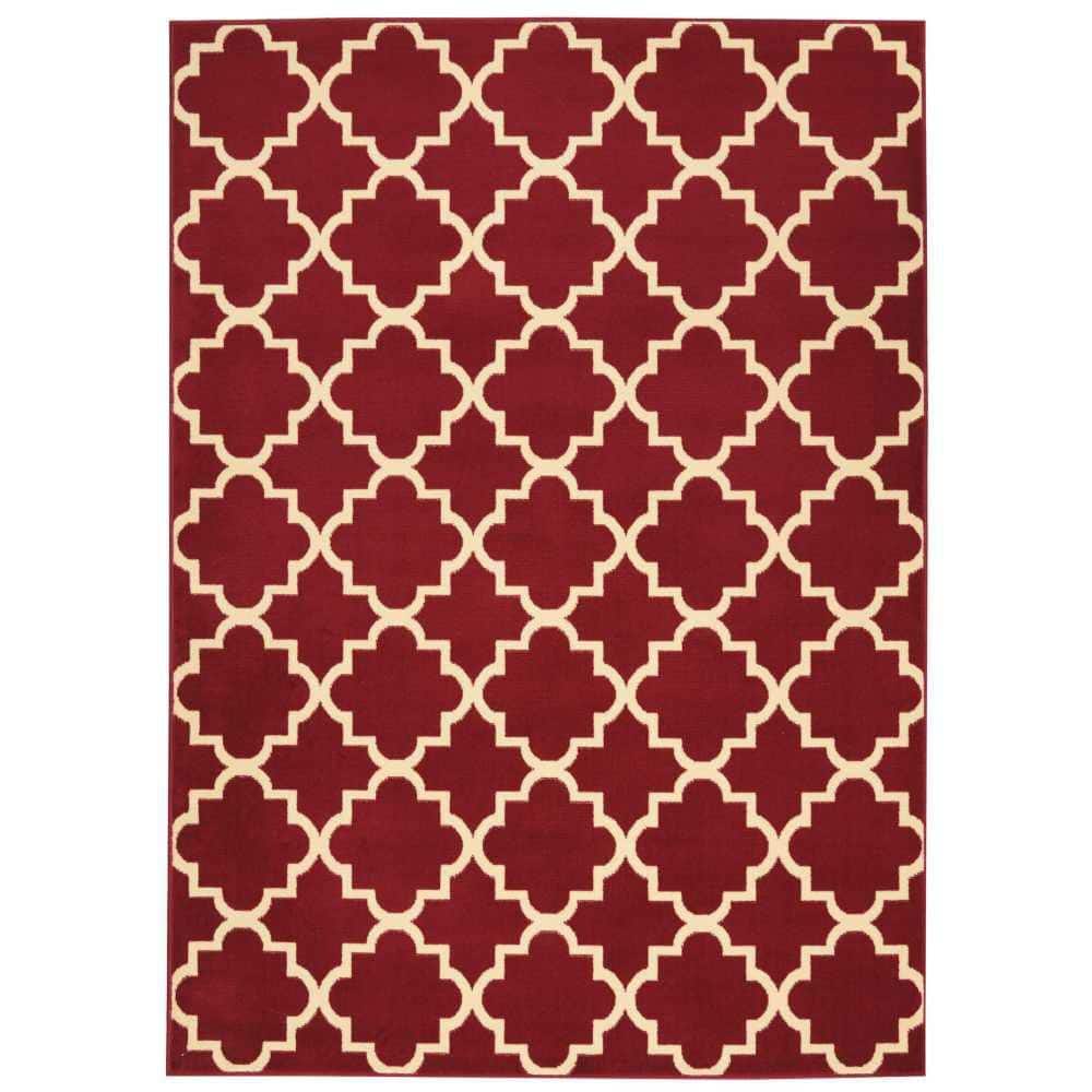 Tufted Handmade 5' x 7' Rectangular Red Spot Resistant Rug