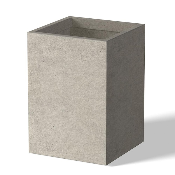 9 in. Medium Light Gray Concrete Rectangular Planter / Pot with Drainage Holes