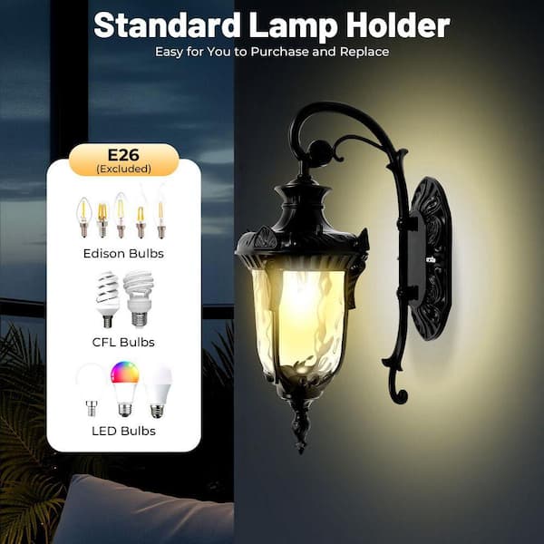 OUKANING 1-Light Black Retro Outdoor/Indoor Waterproof Lantern
