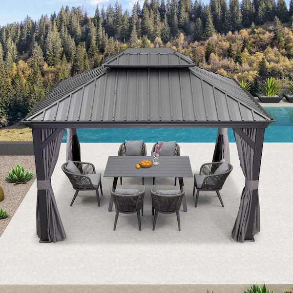 PURPLE LEAF 10 ft.x 12 ft. Luxury Aluminum Frame Hardtop Gazebo