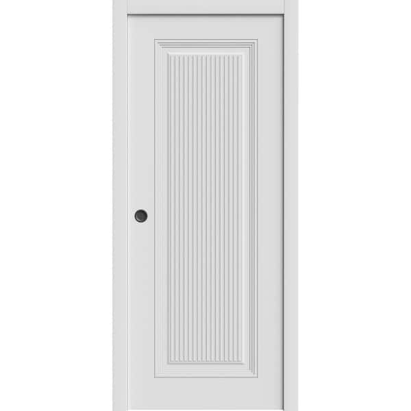 7888 24 in. x 84 in. Universal/Reversible White Enamel Color Solid Core Wood Sliding Door Kit with Quick Assemble Jamb
