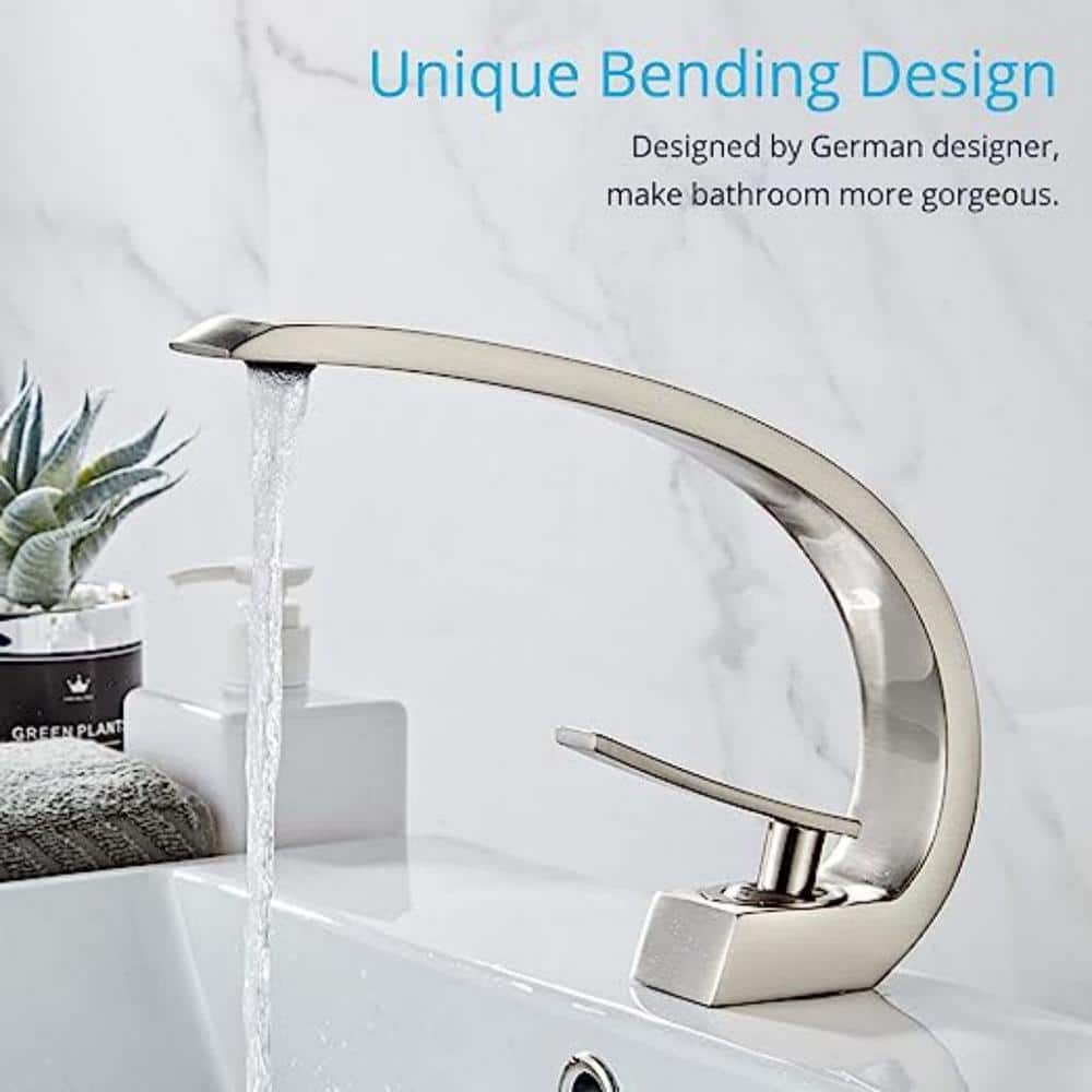 Brushed Nickel Single Handle Brass Bathroom Faucet