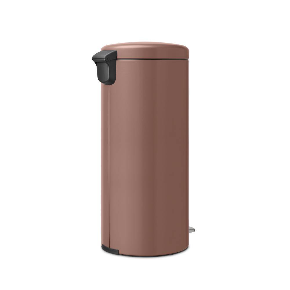 Satin Taupe 8-Gallon Fingerprint Resistant Step-On Trash Can