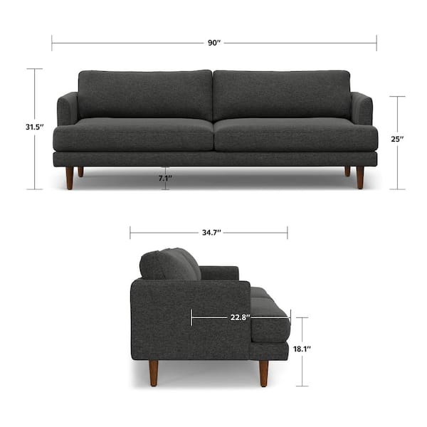 Simpli Home Livingston 90 inch in. Straight Arm Woven-Blend Fabric