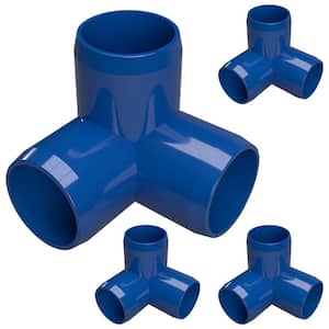 1 in. Furniture Grade PVC 3-Way Elbow in Blue (4-Pack)