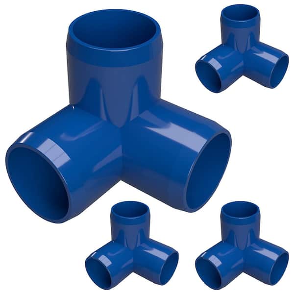 Formufit 1 in. Furniture Grade PVC 3-Way Elbow in Blue (4-Pack)