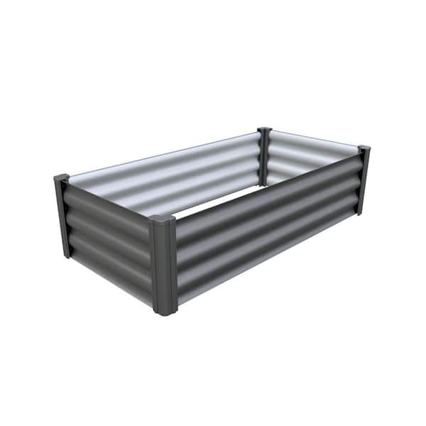 48 in. W x 24 in. D x 12 in. H Woodland Gray Galvanized Metal Raised Garden Bed