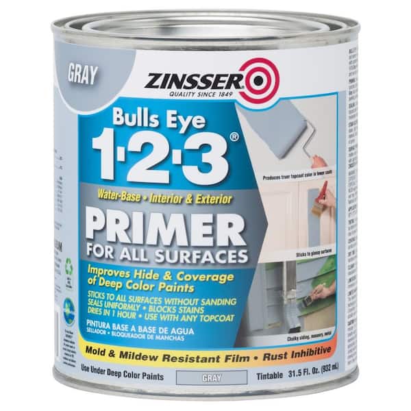 Zinsser Bulls Eye 1-2-3 31.5 oz. Gray Water-Based Interior/Exterior Primer and Sealer