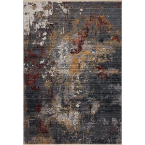 Samra Dk. Grey/Spice 2 ft. 7 in. x 8 ft. Modern Abstract Marble Runner Rug