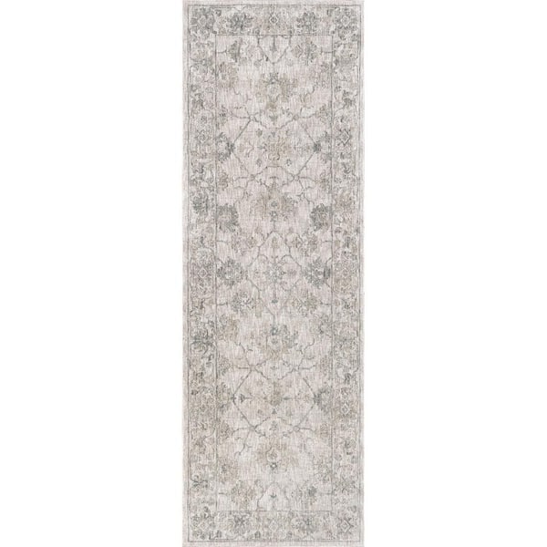 Georgianna Medallion Fringe Area Beige 3 ft. x 8 ft. Indoor Runner Rug