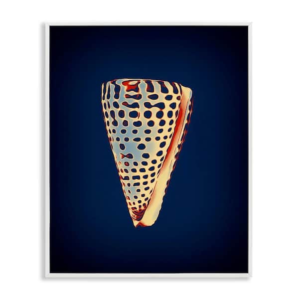 Stupell Industries Cone Shell on Blue by Graffi*tee Studios White Framed Coastal Giclee Art Print 30 in. x 24 in.