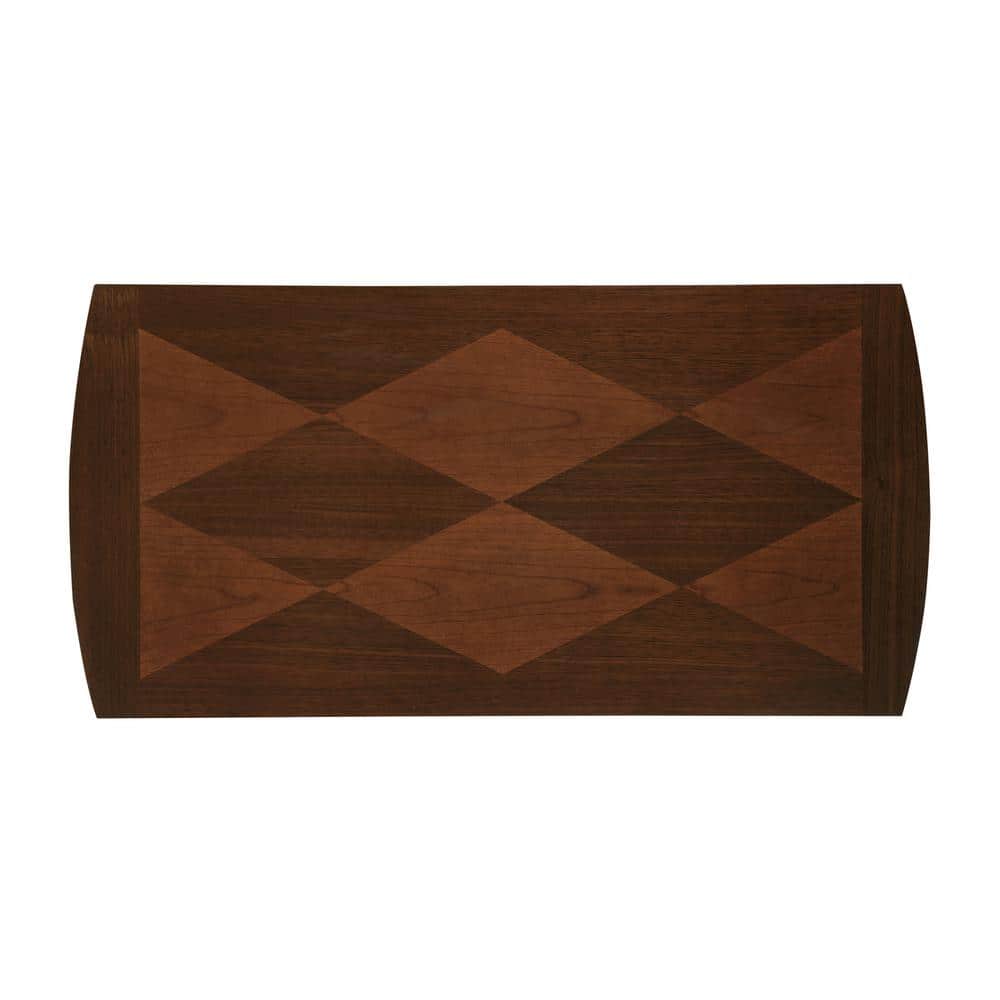 Espresso Diamond-Shape Top End Table with Dual-Tier Shelving