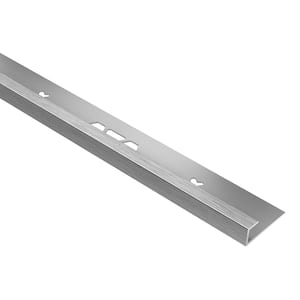 Vinpro-S Brushed Chrome Anodized Aluminum 1/8 in. x 8 ft. 2-1/2 in. Metal Resilient Tile Edge Trim