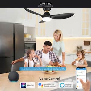 Daisy 45 in. Integrated LED Indoor Black Smart Ceiling Fan with Light and Remote, Works with Alexa and Google Home