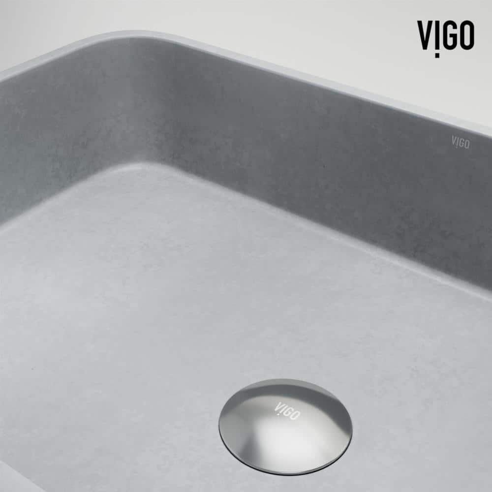 Gray Rectangular Concrete Above-Counter Bathroom Vessel Sink