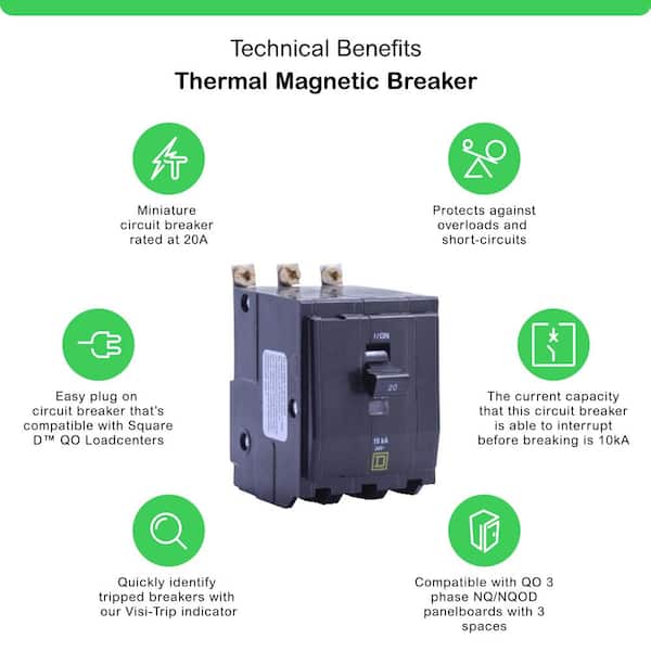 QO 20 Amp 3-Pole Plug-In Circuit Breaker