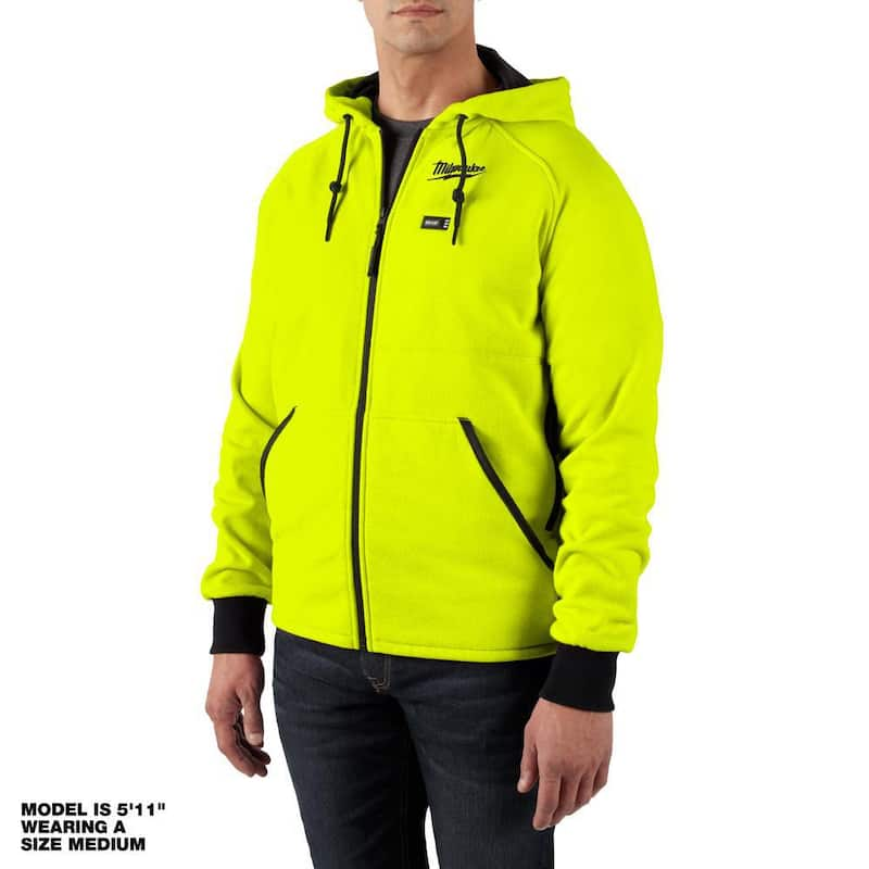 Men's Large M12 12-Volt Lithium-Ion Cordless High -Vis Heated Jacket Hoodie (Jacket and Battery Holder Only)