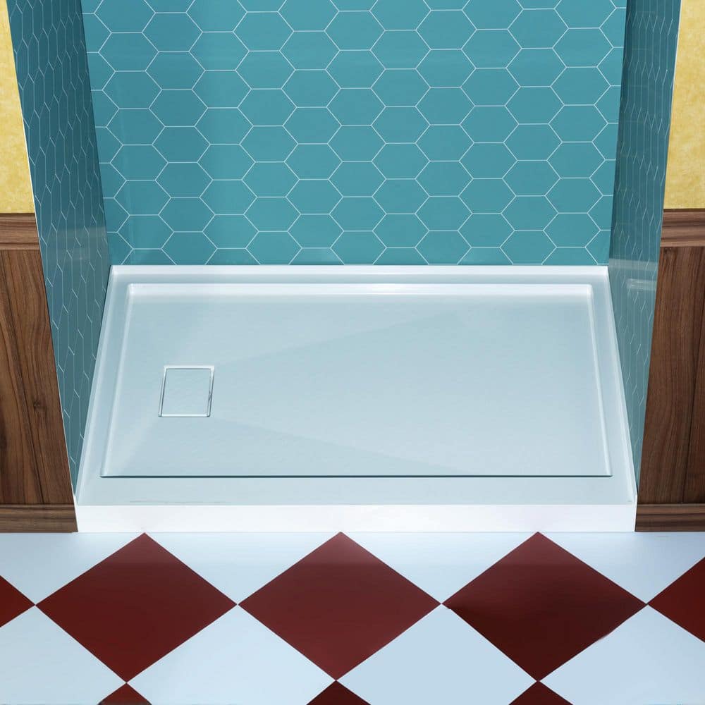 60 in. L x 30 in. W Alcove Shower Pan Base with Left Drain in White price history on PriceWatchPro