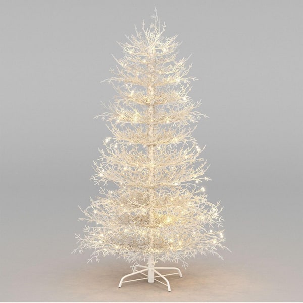 6 ft. Artificial Fir Tree with White LED Lights for Home Party