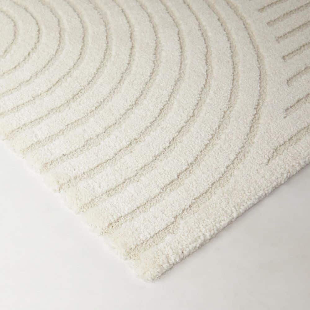 Rectangular 9' x 12' Cream Synthetic Stain-Resistant Rug
