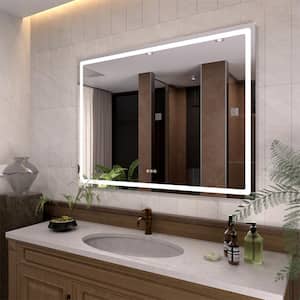 48 in. W x 36 in. H Round Corner Rectangular Frameless Wall Mount LED Single Bathroom Vanity Mirror in Polished Crystal