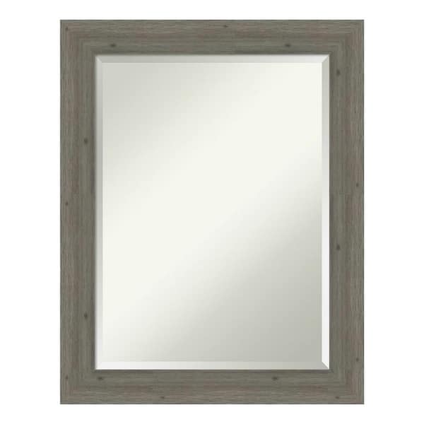 Amanti Art Medium Rectangle Distressed Grey Beveled Glass Modern Mirror (28.62 in. H x 22.62 in. W)