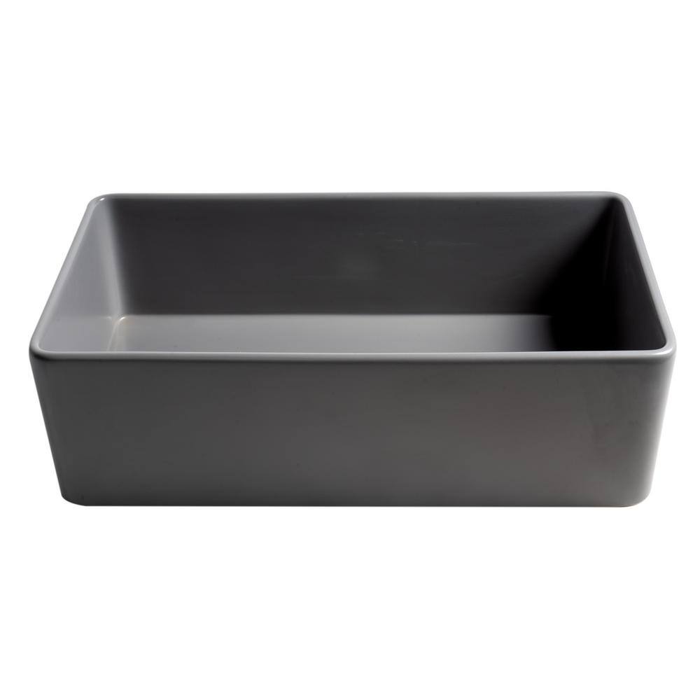 Gray Matte Fireclay Single Bowl Farmhouse Sink