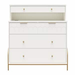 Anastasia 4 Drawer Dresser w/Hutch, White