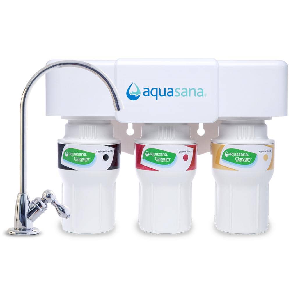 Aquasana 3-Stage Under Counter Water Filtration System with Faucet in  Chrome THD-5300.56 The Home Depot
