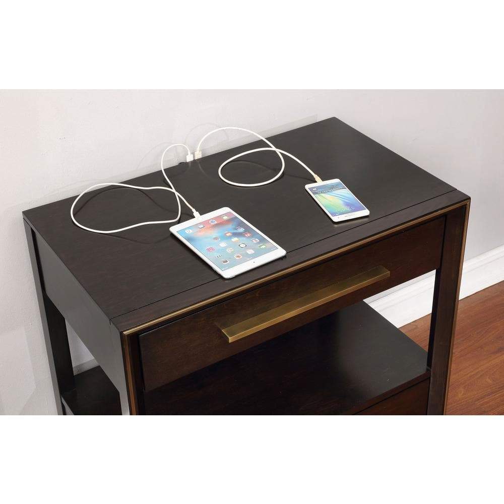 Durango Smoked Peppercorn 2-Drawer Transitional Nightstand