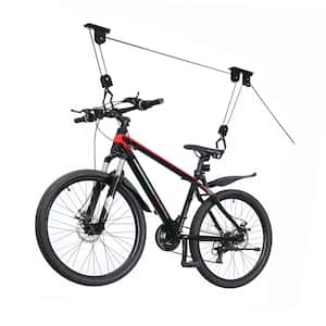 Black 1-Bike Heavy Duty Hoist Garage Bike Rack