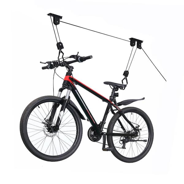 Robtec Black 1-Bike Heavy Duty Hoist Garage Bike Rack