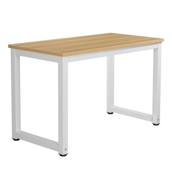 EDGEMOD Daria 48 in. Rectangular Natural/White Computer Desk with Adjustable Height Feature