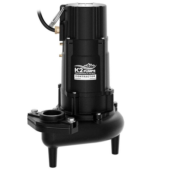 K2 Contractor Series 1/2 HP Cast Iron 115-Volt Sewage Pump SWW05007K ...