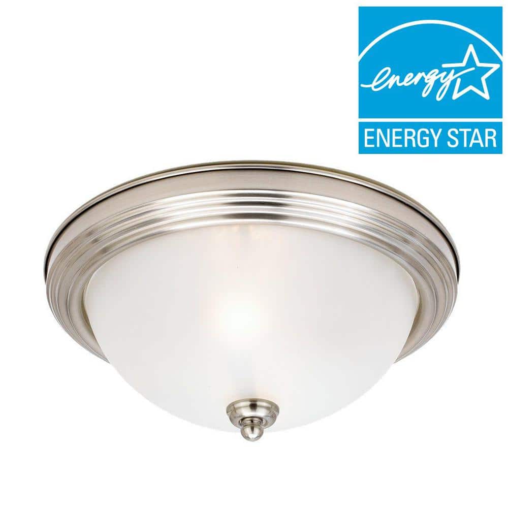 Brushed Nickel 3-Light LED Flush Mount Ceiling Fixture with Satin Etched Glass